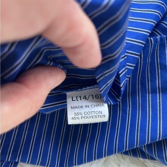 Chaps blue button up collared long sleeve shirt size 14-16 - Picture 4 of 16